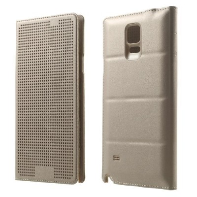 Samsung Galaxy Note 4 N910 Smart Dot View atverčiamas auksinis odinis dėklas / Priedai.lt