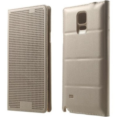 Samsung Galaxy Note 4 N910 Smart Dot View atverčiamas auksinis odinis dėklas / Priedai.lt