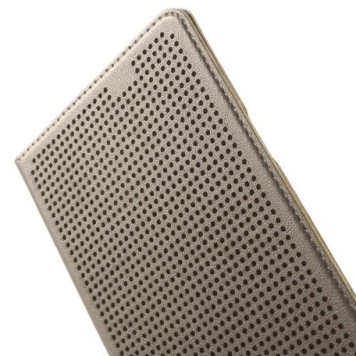 Samsung Galaxy Note 4 N910 Smart Dot View atverčiamas auksinis odinis dėklas / Priedai.lt