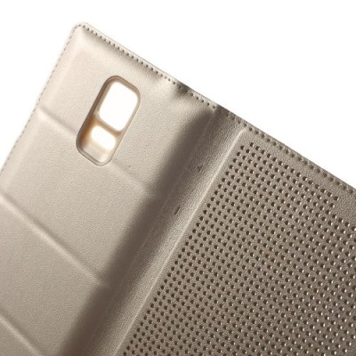 Samsung Galaxy Note 4 N910 Smart Dot View atverčiamas auksinis odinis dėklas / Priedai.lt