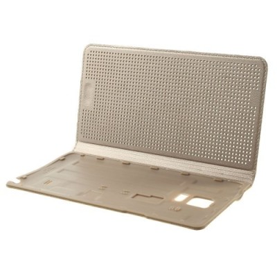 Samsung Galaxy Note 4 N910 Smart Dot View atverčiamas auksinis odinis dėklas / Priedai.lt