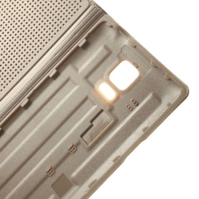 Samsung Galaxy Note 4 N910 Smart Dot View atverčiamas auksinis odinis dėklas / Priedai.lt