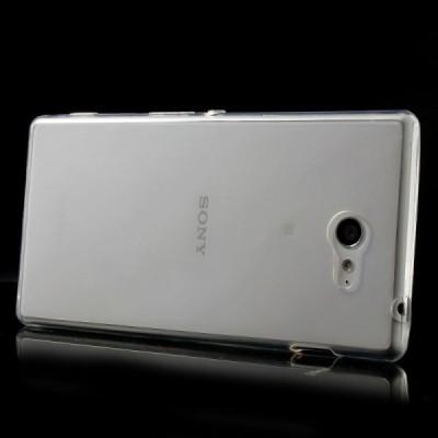 Sony Xperia M2 skaidrus (permatomas) kieto silikono TPU ploniausias pasaulyje dėklas / Priedai.lt
