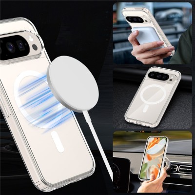„Tubi“ MagSafe kieto silikono (TPU) dėklas - skaidrus (Pixel 10 Pro / 10 / 9 Pro / 9)