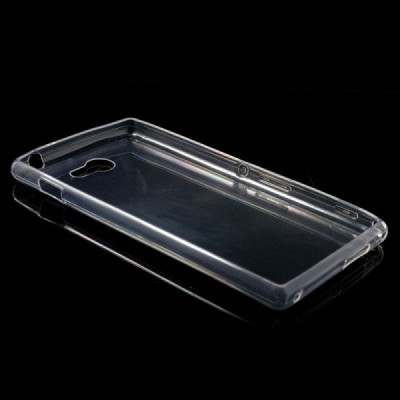 Sony Xperia M2 skaidrus (permatomas) kieto silikono TPU ploniausias pasaulyje dėklas / Priedai.lt