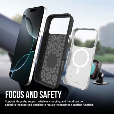 „TUKU“ Shockproof MagSafe kieto silikono  dėklas - sidabrinis (iPhone 17 Pro)
