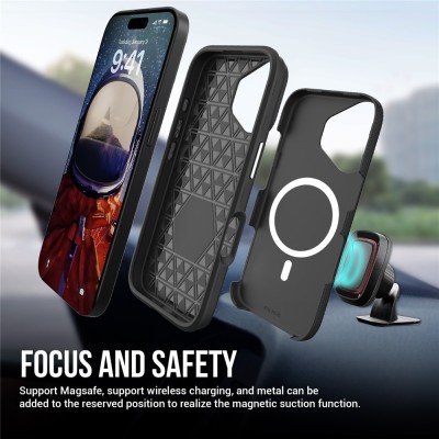 „TUKU“ Shockproof MagSafe kieto silikono  dėklas - juodas (iPhone 17)