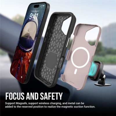 „TUKU“ Shockproof MagSafe kieto silikono  dėklas - rožinis (iPhone 17)
