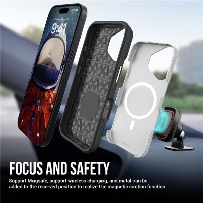 „TUKU“ Shockproof MagSafe kieto silikono  dėklas - sidabrinis (iPhone 17)