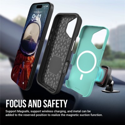 „TUKU“ Shockproof MagSafe kieto silikono  dėklas - žalias (iPhone 17)