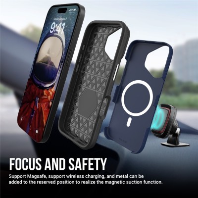 „TUKU“ Shockproof MagSafe kieto silikono  dėklas - mėlynas (iPhone 17)