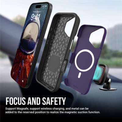 „TUKU“ Shockproof MagSafe kieto silikono  dėklas - violetinis (iPhone 17)