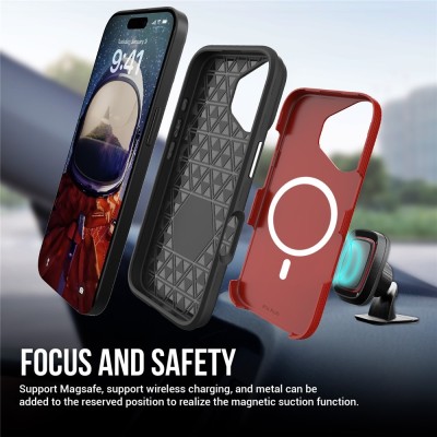 „TUKU“ Shockproof MagSafe kieto silikono  dėklas - raudonas (iPhone 17)