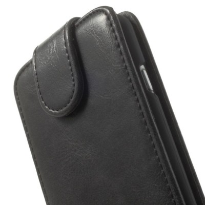 Apple iPhone 6 (6s) klasisks ādas vertikāli atvēramais melns maciņš / Vacins.lv