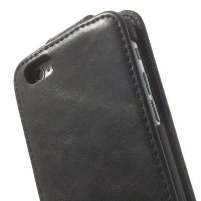 Apple iPhone 6 (6s) klasisks ādas vertikāli atvēramais melns maciņš / Vacins.lv