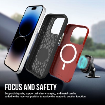 „TUKU“ Shockproof MagSafe kieto silikono  dėklas - raudonas (iPhone 16 Pro Max)