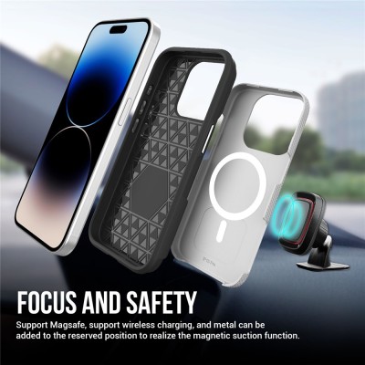 „TUKU“ Shockproof MagSafe kieto silikono  dėklas - sidabrinis (iPhone 16 Pro Max)