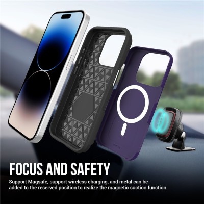 „TUKU“ Shockproof MagSafe kieto silikono  dėklas - violetinis (iPhone 16 Pro Max)
