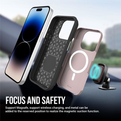„TUKU“ Shockproof MagSafe kieto silikono  dėklas - rožinis (iPhone 16 Pro Max)