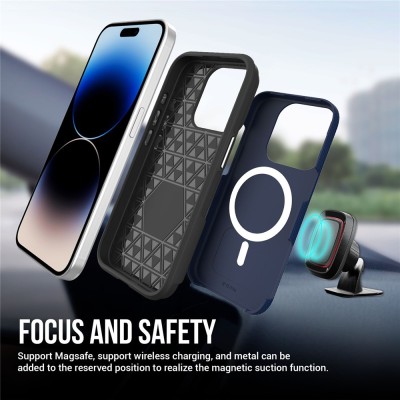 „TUKU“ Shockproof MagSafe kieto silikono  dėklas - mėlynas (iPhone 16 Pro Max)