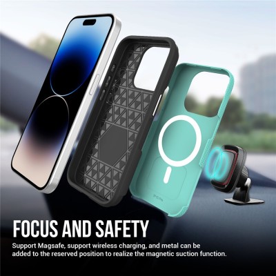 „TUKU“ Shockproof MagSafe kieto silikono  dėklas - žalias (iPhone 16 Pro Max)