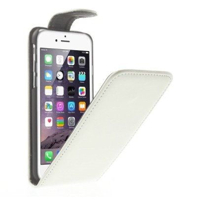 Apple iPhone 6 (6s) klasikinis vertikaliai atverčiamas baltas odinis dėklas / Priedai.lt