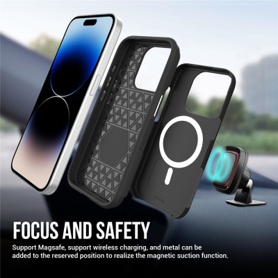 „TUKU“ Shockproof MagSafe kieto silikono  dėklas - juodas (iPhone 16 Pro Max)