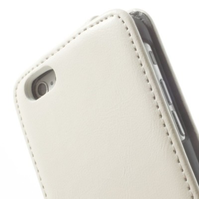 Apple iPhone 6 (6s) klasikinis vertikaliai atverčiamas baltas odinis dėklas / Priedai.lt