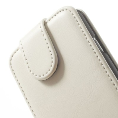 Apple iPhone 6 (6s) klasikinis vertikaliai atverčiamas baltas odinis dėklas / Priedai.lt