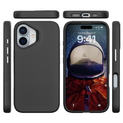 „TUKU“ Shockproof MagSafe kieto silikono  dėklas - juodas (iPhone 16 Plus)