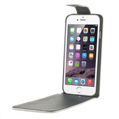 Apple iPhone 6 (6s) klasikinis vertikaliai atverčiamas baltas odinis dėklas / Priedai.lt