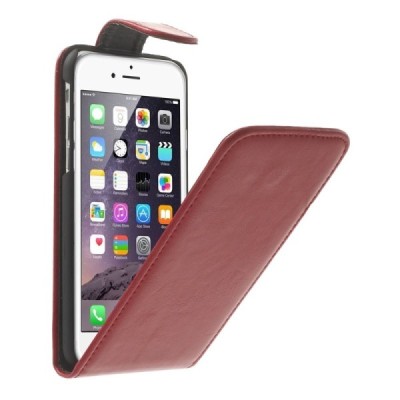 Apple iPhone 6 (6s) klasisks ādas vertikāli atvēramais sarkans maciņš / Vacins.lv