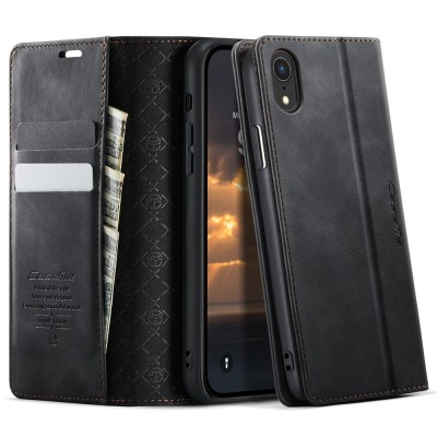 „CaseMe“ Retro solidus atverčiamas dėklas - juodas (iPhone Xr)