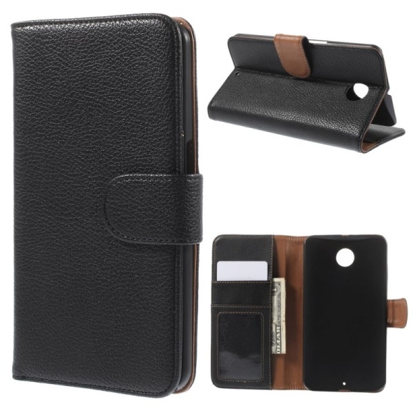 „Litchi“ atverčiamas dėklas - juodas (Nexus 6)