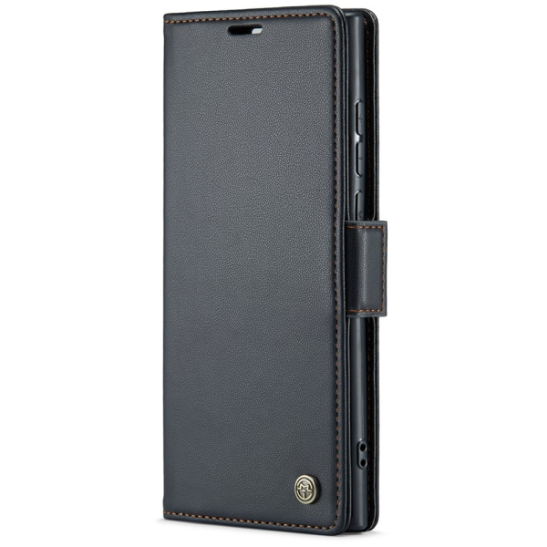 „CaseMe“ Leather atverčiamas dėklas - juodas (Galaxy S23 Ultra)