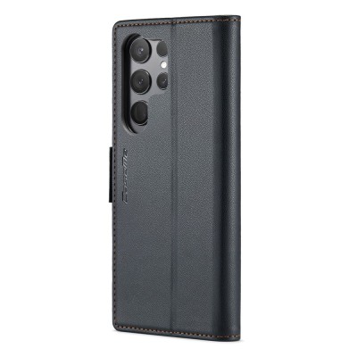 „CaseMe“ Leather atverčiamas dėklas - juodas (Galaxy S23 Ultra)