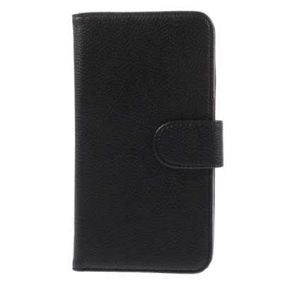 Motorola Nexus 6 atverčiamas juodas odinis Litchi dėklas - piniginė / Priedai.lt