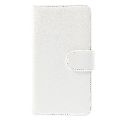 Motorola Nexus 6 atverčiamas baltas odinis Litchi dėklas - piniginė / Priedai.lt
