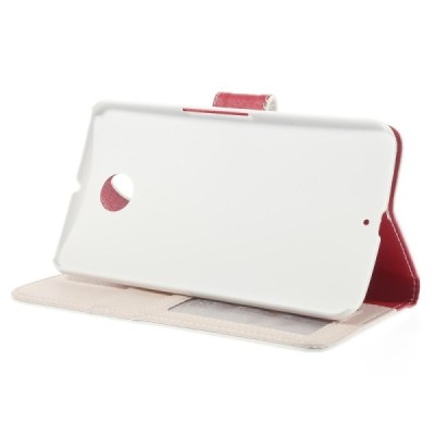 Motorola Nexus 6 atverčiamas baltas odinis Litchi dėklas - piniginė / Priedai.lt