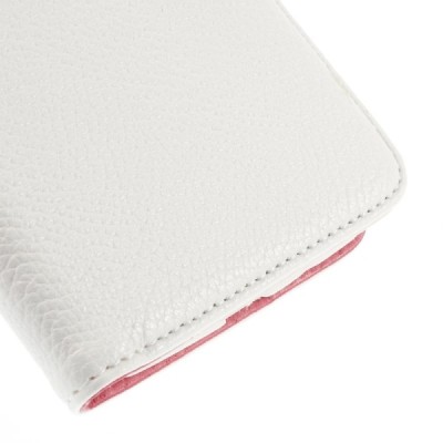 Motorola Nexus 6 atverčiamas baltas odinis Litchi dėklas - piniginė / Priedai.lt