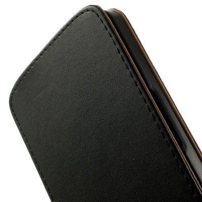 Motorola Nexus 6 klasisks ādas vertikāli atvēramais melns maciņš / Vacins.lv