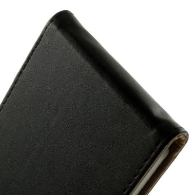 Motorola Nexus 6 klasisks ādas vertikāli atvēramais melns maciņš / Vacins.lv