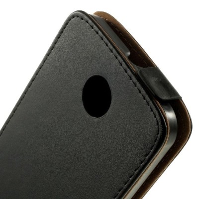 Motorola Nexus 6 klasisks ādas vertikāli atvēramais melns maciņš / Vacins.lv