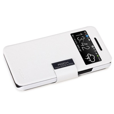 „Rock Excel“ HTC One M7 atvēramais balts s view maciņš / Vacins.lv