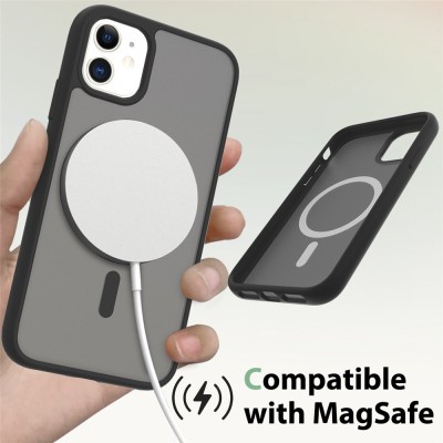 „Mofan“ MagSafe matinis kieto silikono (TPU) dėklas - juodas (iPhone 11 / XR)