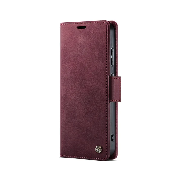 „CaseMe“ Retro Skin atverčiamas dėklas - bordo (Galaxy S26 Ultra)