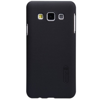 Samsung Galaxy A3 (A300) Nillkin Frosted Shield juodas plastikinis dėklas + apsauginė ekrano plėvelė / Priedai.lt