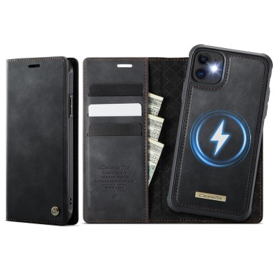 „CaseMe“ MagSafe Leather atverčiamas 2-in-1 dėklas - juodas (iPhone 11)