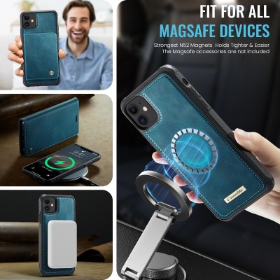 „CaseMe“ MagSafe Leather atverčiamas 2-in-1 dėklas - žalias (iPhone 11)