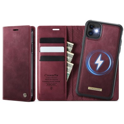„CaseMe“ MagSafe Leather atverčiamas 2-in-1 dėklas - bordo (iPhone 11)